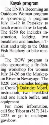 Oakridge Motel (Cronks) - June 2009 Article (newer photo)